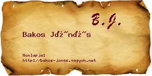 Bakos Jónás névjegykártya