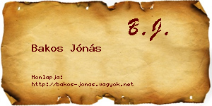 Bakos Jónás névjegykártya